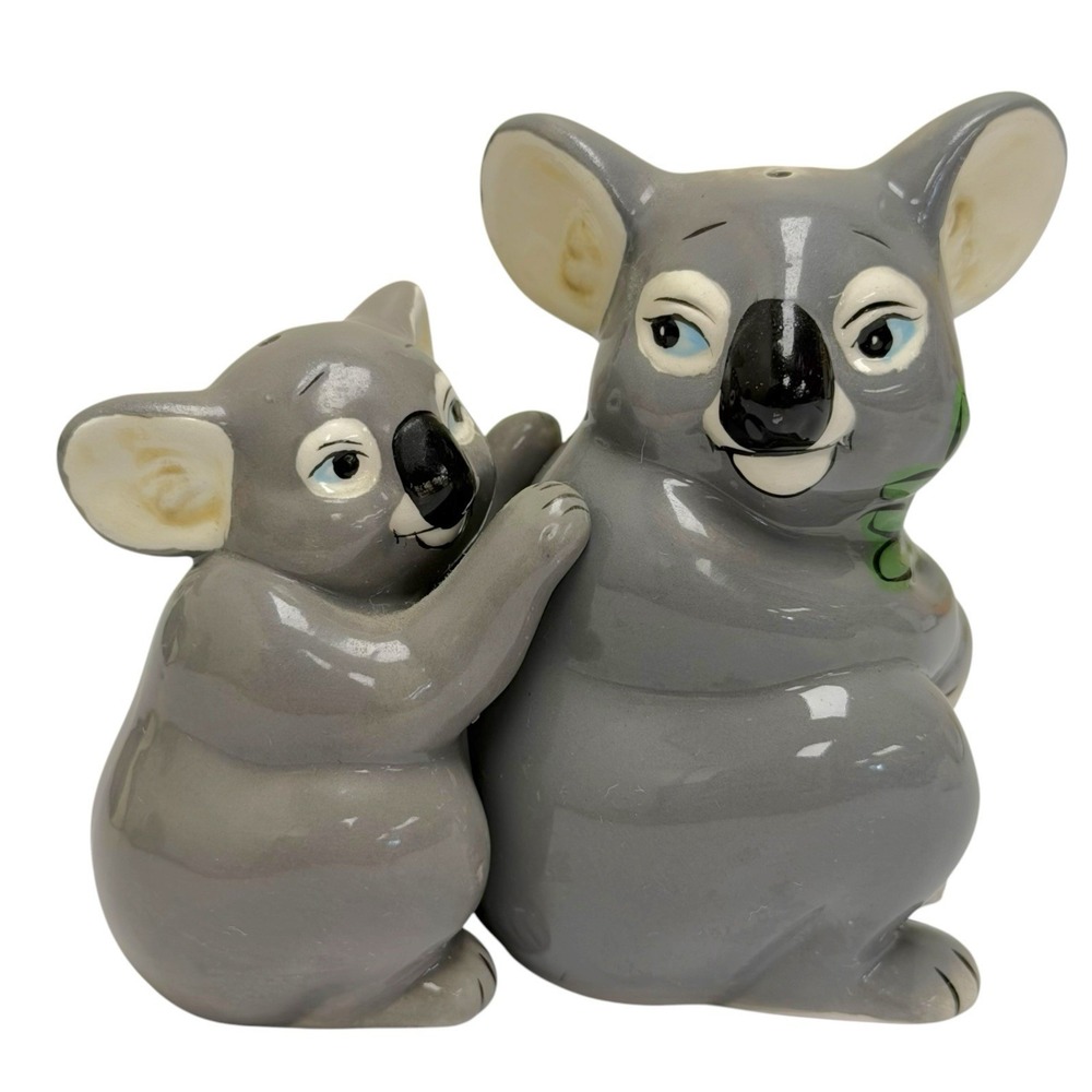 Westland Koala Bear Salt & Pepper Shakers Set Mama & Baby Magnetic Ceramic